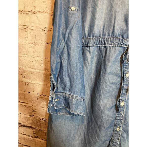 Lee‎ Platinum Label Shirt Dress Womens 18 Chambray Blue Full Button Front Midi - Picture 9 of 16